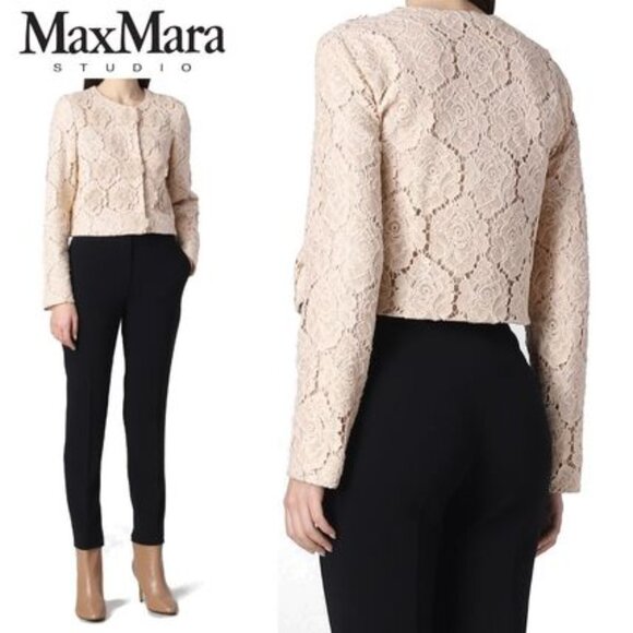 Max Mara |  Lirica Guipure Lace Jacket in Blush | SZ 14 | BNWT - Picture 10 of 17